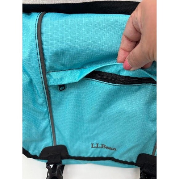 LL Bean Messenger Laptop Commuter Shoulder Bag Turquoise Padded Organizer - Picture 3 of 12